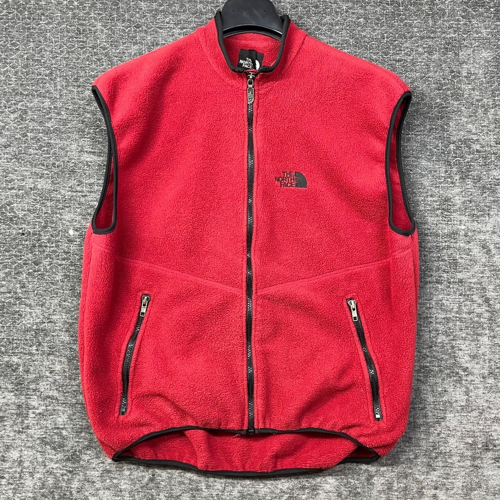 Vintage The North Face Fleece Vest Men's Red Full Zip USA Made Gorpcore - Large